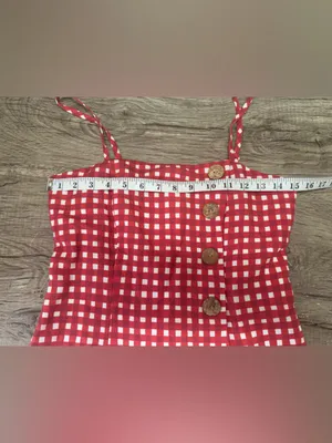 Hutch Anthropologie red and white gingham dress with front slit size‎ 0 thumbnail 6