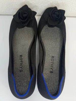 Rothy’s Black Rosette Flower Ballet Flats Size 8 thumbnail 7