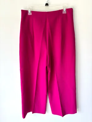 Zara High-Waisted Wide-Leg Culotte Trousers Fuchsia Pink Business Professional thumbnail 5