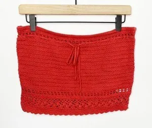 American Eagle crotchet knit crop tube top rust red Festival vibes Size large thumbnail 1