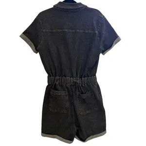 Blue‎ B Collection Sz L Denim Romper Coveralls Washed Black Utility thumbnail 2