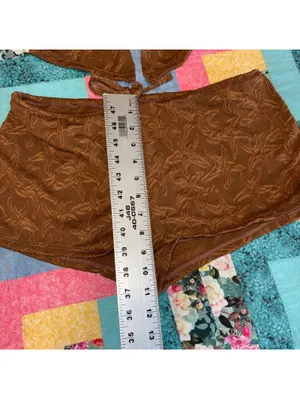Samiol NWT Peacock Brown Tankini Small Two Piece Brown Textured Top & Shorts Set thumbnail 7