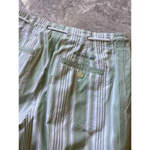 Lauren Ralph Lauren Green Striped Wide Leg Crop Pants 2P Drawstring Cotton thumbnail 7