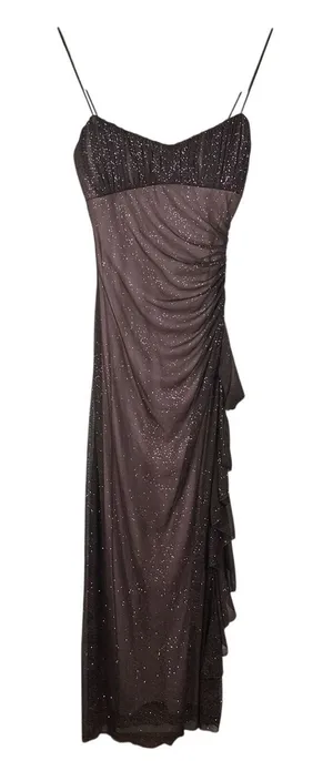 Vtg City Triangles Maxi Prom Dress XS/Small? Formal Gown Brown Sparkly Fairy Y2K thumbnail 1