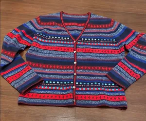 Vintage Striped Multicolor Cardigan Sweater thumbnail 1