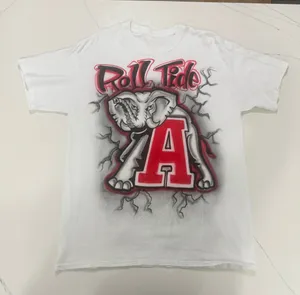 Custom Airbrushed Alabama Crimson Tide Elephant Graphic T Shirt White Adult L thumbnail 1