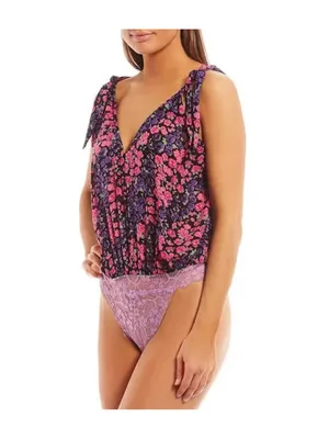 Free People Bare It All Bodysuit Size L White Red Leopard Print NWT thumbnail 6