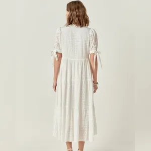 NWT English Factory GINGHAM TIERED MIDI DRESS white womens size medium oversized thumbnail 3