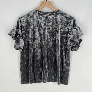 Altar'd State Gray Velvet Ruffled Flutter‎ Sleeve Top Size M thumbnail 9