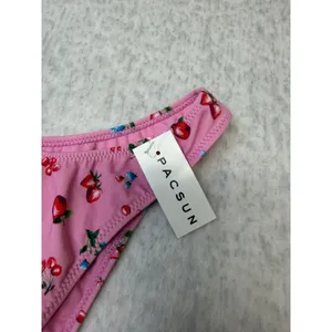 PacSun Eco Pink‎ Fruit Print V-Front High Cut Bikini Bottom Small NWT thumbnail 3