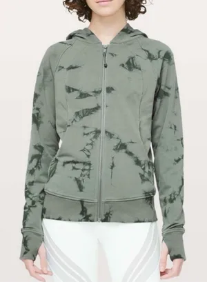 Lululemon Scuba Light Cotton Fleece Shibori Green Full Zip Hoodie Women’s Size 4 thumbnail 1