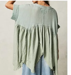Free People Sugar Rush Babydoll Asymmetrical Hem Short Sleeve Top thumbnail 2