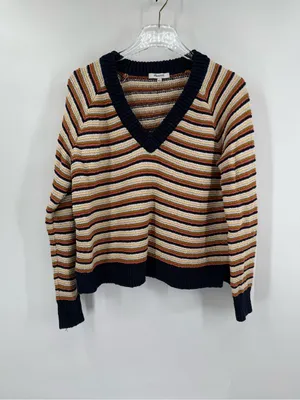 Madewell Arden V-Neck Crop Striped Multicolor Knit Sweater Size small thumbnail 2