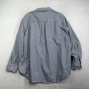 Old Navy M Oversized Striped Boyfriend Shirt Cotton Long Sleeve Button Down Top thumbnail 12