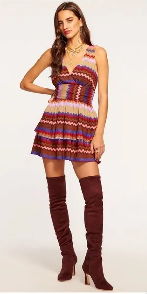 Ramy Brook Laura Zig Zag Tiered Minidress thumbnail 1