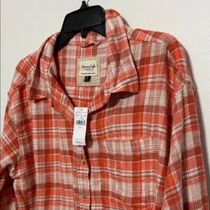 American Eagle Flannel Plaid Button-Up Shirt NWT thumbnail 3