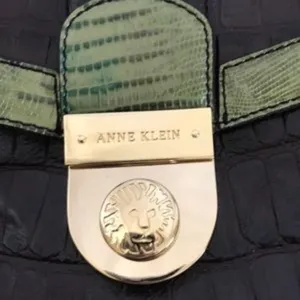 Anne Klein drk brown & green leather purse thumbnail 5