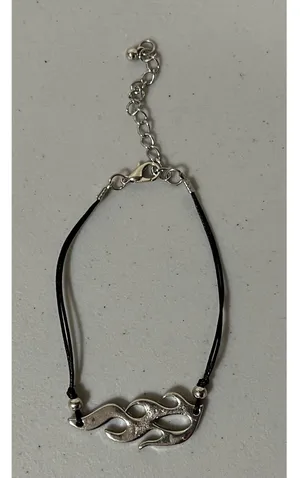 Black Silver Flame Fire Charm Bracelet Jewelry 🔥 thumbnail 2