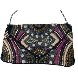 Vintage Beaded Sequin Embroidered Clutch Crossbody Boho‎ Festival Art Deco Bag thumbnail 3