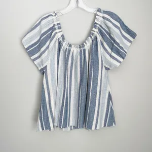 Faherty Size S Striped Annabelle Organic Cotton Blend Top Short Sleeve thumbnail 4