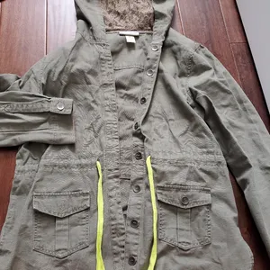 Army Green spring jacket with hood, size medium women's. Worn twice li… thumbnail 1