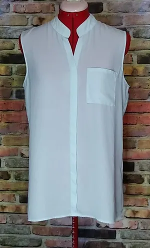 Tahari Aqua Split-Neck Blouse Sz M thumbnail 1