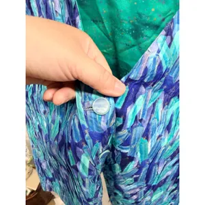 VIntage Handmade Whimsical Celestial Print Vest Blue Purple Star Embroidered thumbnail 3