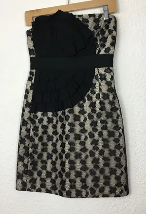 Phaebe Couture Women’s Strapless Dress Sz 0 Cocktail Black Laced. thumbnail 1