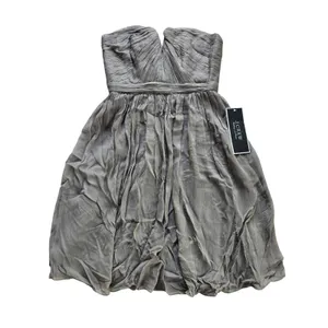 J. Crew NWT 47S Nadia Strapless Silk Chiffon‎ Dress Graphite Grey Notched Size 0 thumbnail 2