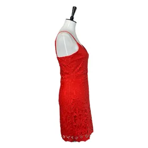 Lulus Mini Dress Lace Crochet Bodycon Spaghetti Strap Coral Women’s Size Small thumbnail 5