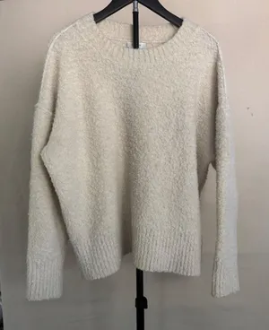 ON 34th Bouclé Crewneck Sweater Cream Large Wool Blend MSRP $69.50 thumbnail 1