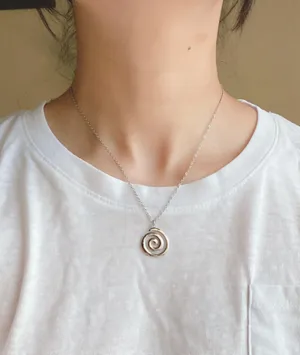 Handmade fully stainless steel spiral swirl uzumaki funky boho grunge style necklace🌀 thumbnail 7