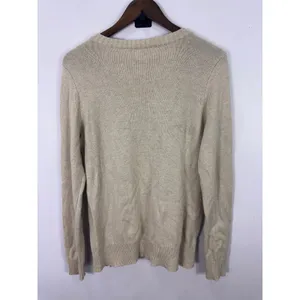 J.Crew Sweater Womens Medium Brown Beige Colorblock Merino Wool Blend Zip Detail thumbnail 2