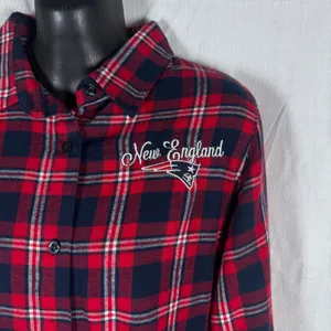 NFL Team Apparel New England Patriots Plaid Flannel Shirt Women M Gameday Fan thumbnail 5
