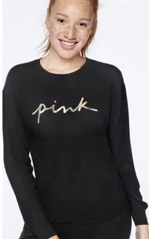 PINK Victoria’s Secret Black Logo Sleep Top size L thumbnail 1