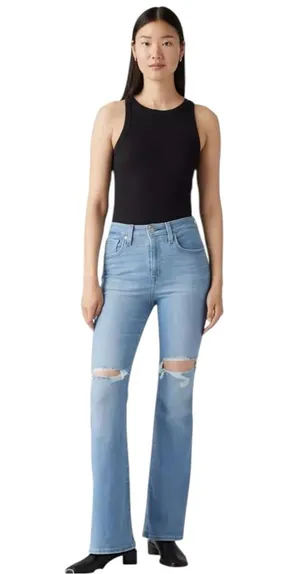 Levi’s 726 Distressed Flare Leg Denim Blue Jeans Pants size 27 thumbnail 1