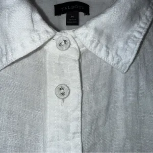 Talbots Extended‎ Shoulder Linen Collar Short Shirt Button Down Medium White thumbnail 5