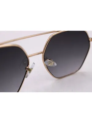 Foster Grant Sunglasses Gold Red Hexagon Frames Dark Gray Lenses Soft Case Vtg thumbnail 6