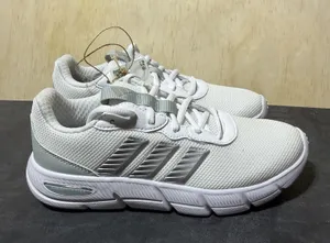 Adidas Cloudfoam Flex Laces Womens 6 White Silver Walking Shoes JS4891 New thumbnail 1