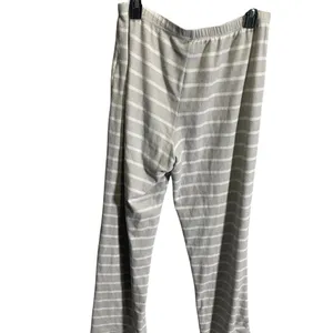 Muk Luks Striped Stretchy Lounge Pants‎ Medium Gray & White Polyester Blend thumbnail 4
