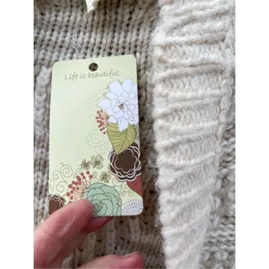 NWT Life is Beautiful size L/XL cream and oatmeal open front cardigan thumbnail 4