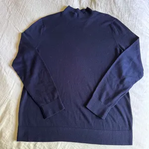 Banana Republic 100% Merino Wool Navy Mock Neck Sweater Tall L 90s Minimalist thumbnail 1