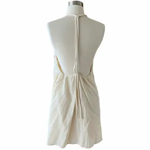 ZARA Mini Dress with Studs Sleeveless V-Neck Braided Straps Ecru White XL NWT thumbnail 9