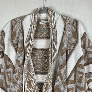Old Navy Womens Small Brown Geometric Fair‎ Isle Waterfall Open Front Cardigan thumbnail 2
