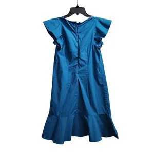 J.Crew Mercantile‎ Blue Cotton Flutter Sleeve V-Neck Midi Dress Size 0 thumbnail 2