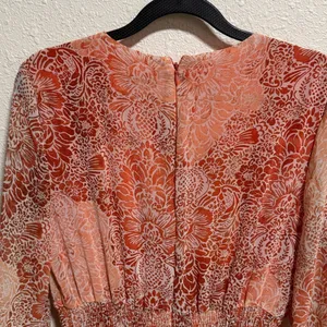 Just Taylor Orange Paisley Floral Smocked Waist Tiered Mini Dress Womens Size‎ 6 thumbnail 7