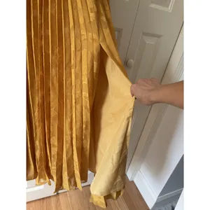 Yellow Pleated Midi Dress with Adjustable Straps Sz 7 thumbnail 5