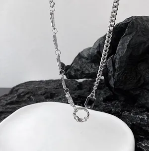 Titanium Steel Artificial Black Gem Ring Pendant Necklace for Men Women thumbnail 3