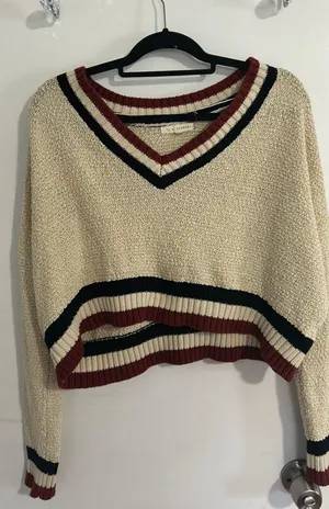 Cropped V Neck Sweater thumbnail 1
