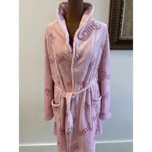 Juicy Couture Pink Crown Logo Plush Fleece Robe L/XL Shawl Collar Long Sleeve thumbnail 2
